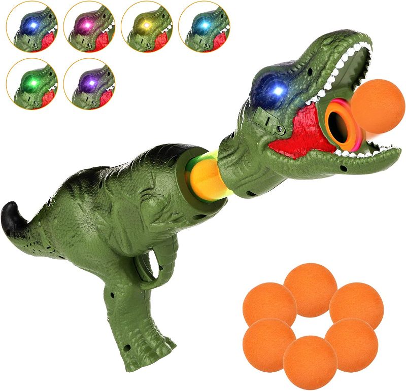 Photo 1 of Air Powered Shooter Power Popper Gun with Lighting and Roaring Fire Blaster for Kids Role Playing Great Toy Indoor or Outdoor Play 4+ Boys Girls (Dinosaur)