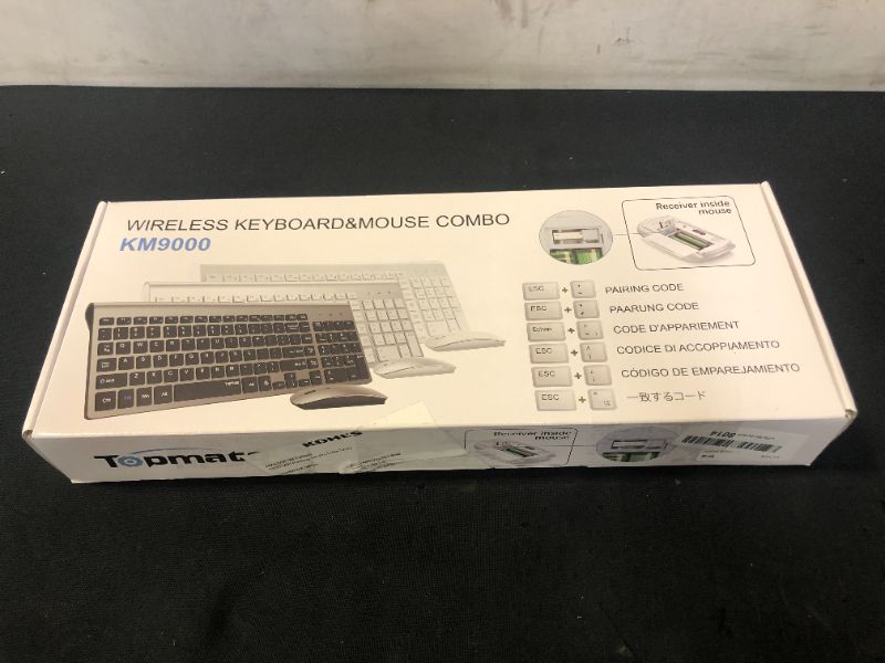 Photo 2 of Wireless Keyboard and Mouse Ultra Slim Combo, TopMate 2.4G Silent Compact USB Mouse and Scissor Switch Keyboard Set with Cover, 2 AA and 2 AAA Batteries, for PC/Laptop/Windows/Mac - Gray Black
