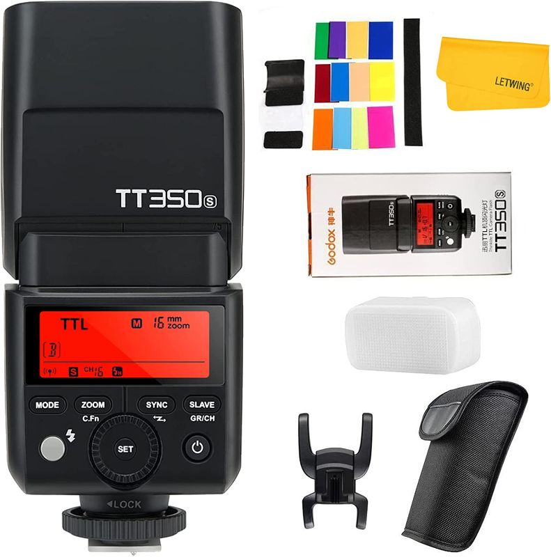 Photo 1 of Godox TT350S Flash Speedlite for Sony Camera, 2.4G Wireless GN36 1/8000s HSS TTL Camera Flash Compatible for Sony Camera A7 A7R A7S A7-II A7-III A7R-II A7R-III A7S-II A6300 A6000 etc
