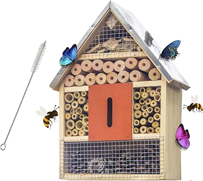 Photo 1 of FUNPENY Wooden Insect House, Insect Hotel with Brush for Butterfly, Bees and Ladybugs
