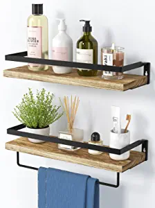 Photo 1 of AMADA HOMEFURNISHING Floating Shelves, Bathroom Shelf with Towel Bar, Wall Shelves for Bathroom/Living Room/Kitchen/Bedroom, Light Brown Shelves 2PCS - AMFS01
16X6"