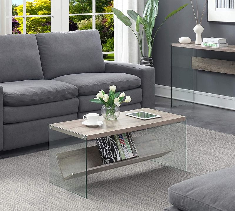 Photo 1 of Convenience Concepts Soho Coffee Table, Sandstone / Glass
