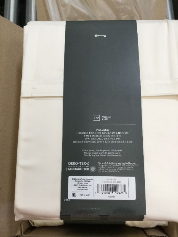 Photo 1 of 500 Thread Count Tri-Ease Sheet Set - Threshold 1 Flat Sheet ,1 Fitted Sheet , 1 Standard Pillowcase.