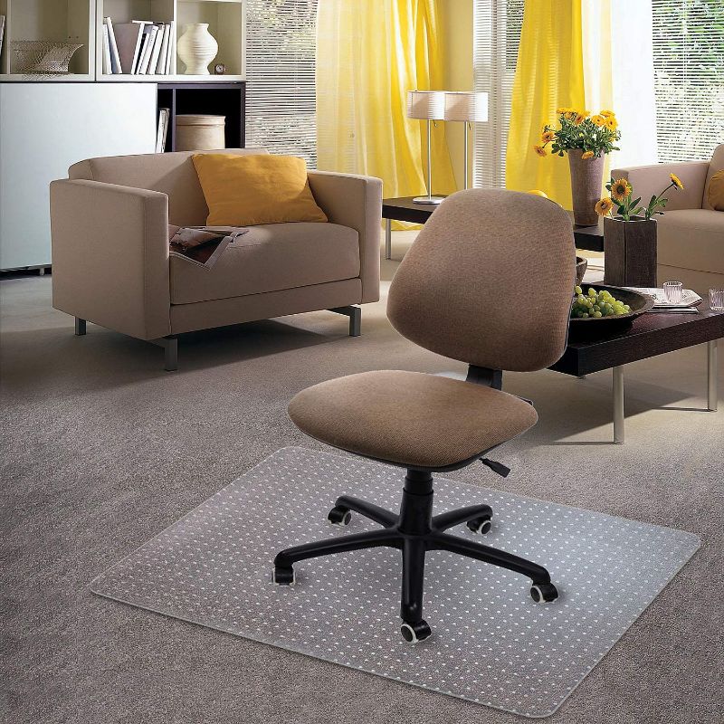 Photo 1 of Kuyal Carpet Chair Mat, 48" x 36" PVC Home Office Desk Chair Mat for Floor Protection, Clear, Studded, BPA Free Matte Anti-Slip (36" X 48" Rectangle)
