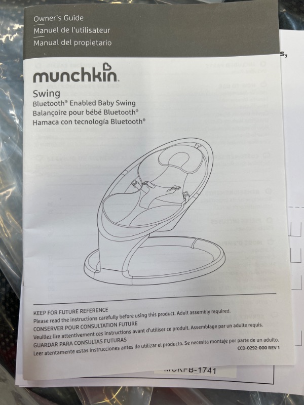 Photo 1 of Munchkin Bluetooth Enabled Lightweight Baby Swing with Natural Sway in 5 Ranges of Motion, Includes Remote Control
