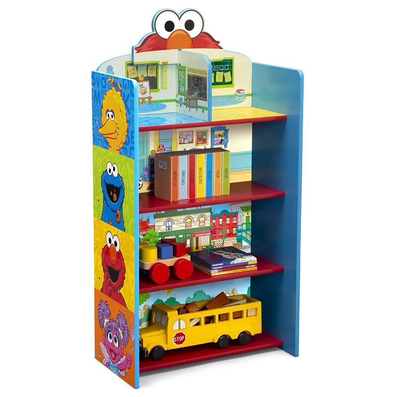 Photo 1 of Delta Children Wooden Playhouse 4-Shelf Bookcase for Kids - Greenguard Gold Certified, Sesame Street
