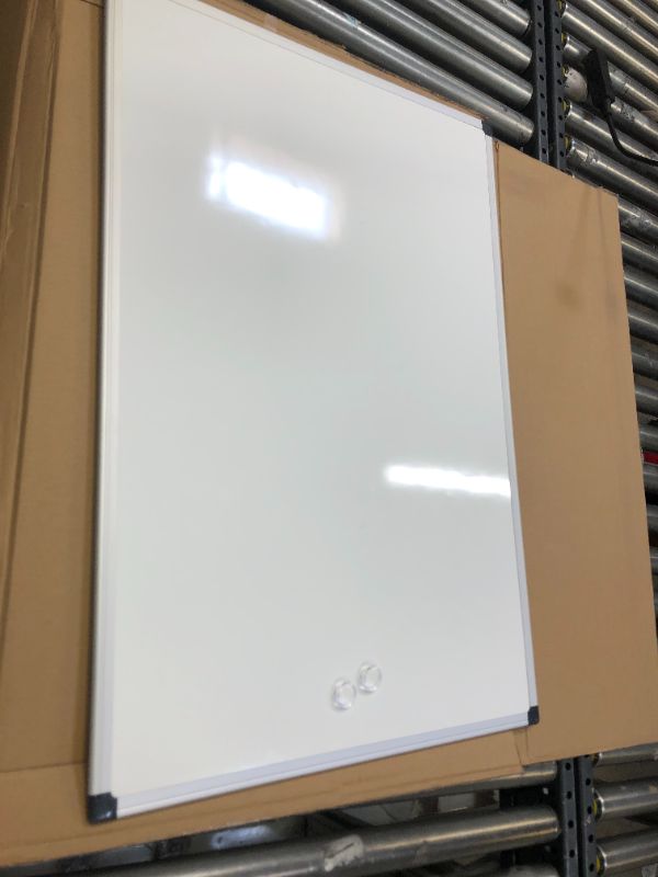 Photo 2 of Amazon Basics Magnetic Dry Erase White Board, 36 x 24-Inch Whiteboard - Silver Aluminum Frame
