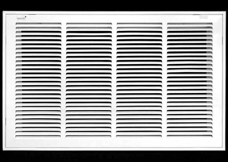 Photo 1 of 24" X 18 Steel Return Air Filter Grille for 1" Filter - Easy Plastic Tabs for Removable Face/Door - HVAC Duct Cover - Flat Stamped Face - White [Outer Dimensions: 25.75 X 17.75]
