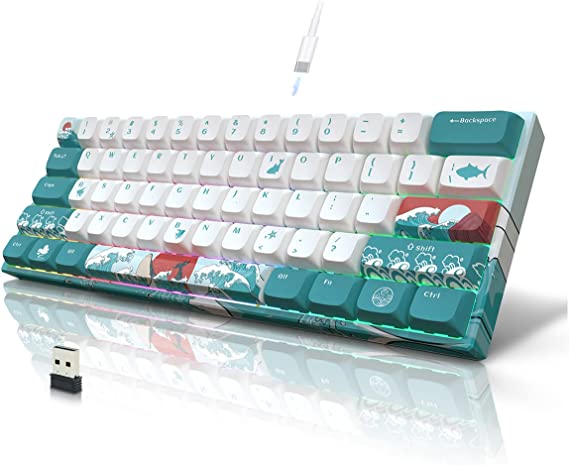 Photo 1 of COSTOM XVX M61 60% Wireless Mechanical Keyboard, 2.4G/USB-C Gaming Keyboard with RGB Backlit, 61 Keys Mini Portable Custom Keyboard for Windows Mac PC Gaming(Coral Sea Theme, Gateron Brown Switch)
