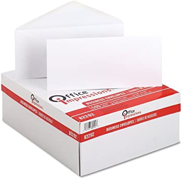 Photo 1 of Office Impressions Plain Envelopes, 10 Trade Size (4 1/8 x 9 1/2), White, 500 Envelopes per Box (82292)
