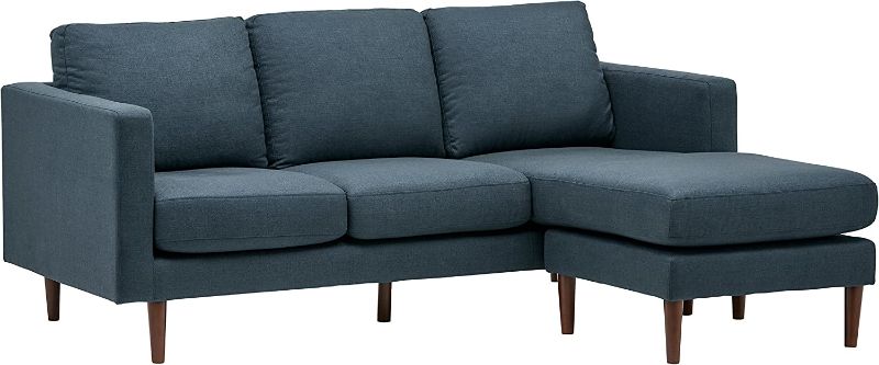 Photo 1 of Amazon Brand – Rivet Revolve Modern Upholstered Sofa with Reversible Sectional Chaise, 80"W, Denim Blue
