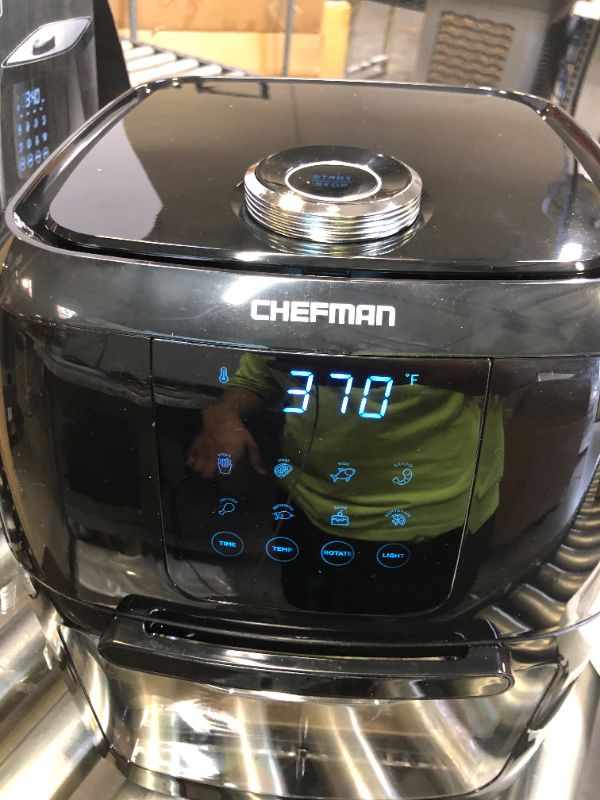 Photo 1 of Chefman 6.3 Quart Digital Air Fryer+ Rotisserie, Dehydrator, Convection Oven, 8 Touch Screen Presets Fry, Roast, Dehydrate & Bake, BPA-Free, Auto Shutoff, Accessories Included, XL Family Size, Black
