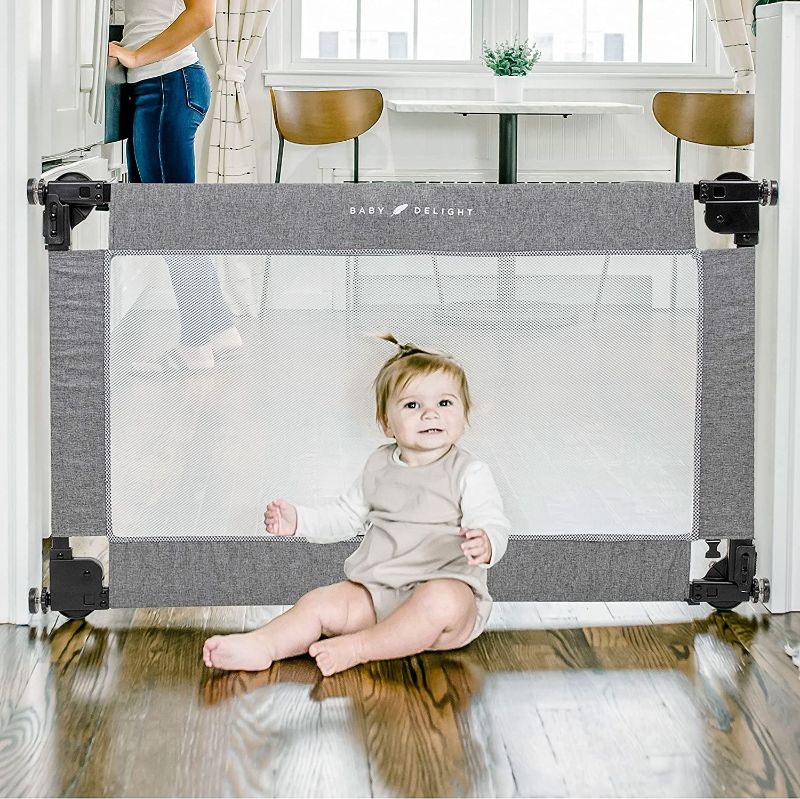 Photo 1 of Baby Delight Go with Me Portable Mesh Baby Gate | Span 42-72" Expandable Folding Gate | Pressure Mounted | Charcoal Tweed
