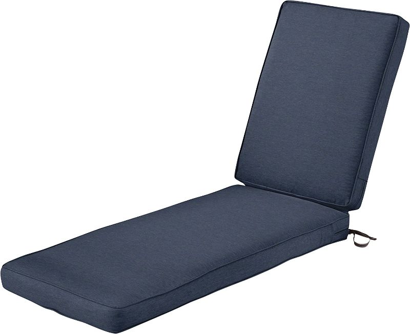 Photo 1 of Classic Accessories Montlake FadeSafe Water-Resistant 80 x 26 x 3 Inch Patio Chaise Lounge Cushion, Heather Indigo, Outdoor Seat Cushion

