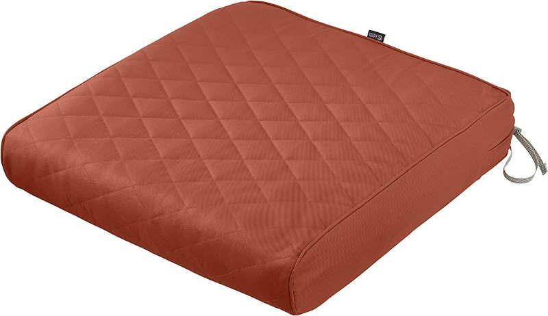 Photo 1 of Classic Accessories Montlake Water-Resistant 25 x 27 x 5 Inch Rectangle Outdoor Quilted Seat Cushion, Patio Furniture Chair Cushion, Spice
