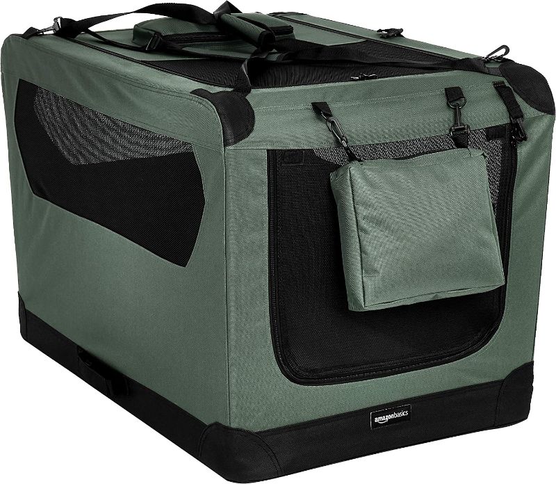 Photo 1 of AmazonBasics Premium Folding Portable Soft Pet Crate - 36‘, GREY
