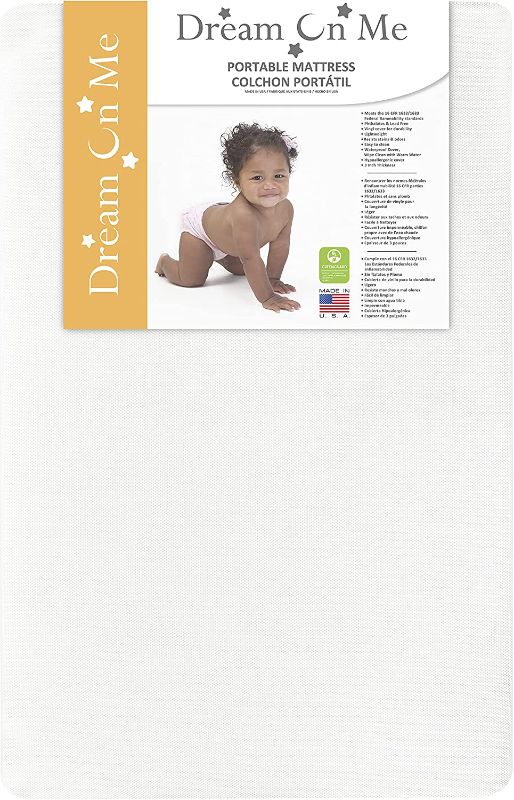 Photo 1 of Dream On Me 2 in 1 Breathable Fiber Two Sided 3 Inch Portable Mini Crib Mattress in White
