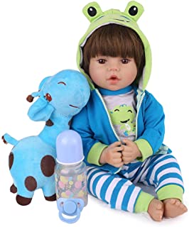 Photo 1 of CHAREX Realistic Reborn Baby Dolls Lifelike Weighted Reborn Boy 18 inch Toddler Soft Body Toy Giraffe Gift Set (MISSING GIRAFFE AND PACIFIER, BOX IS DAMAGED)
