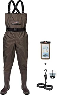 Photo 1 of HISEA Upgrade Chest Waders Fishing Waders for Men with Boots Waterproof Lightweight Bootfoot Cleated 2-Ply Nylon/PVC BROWN  (SIZE IS UNKNOWN, DIRT ON THE BOTTOM OF SHOES)
