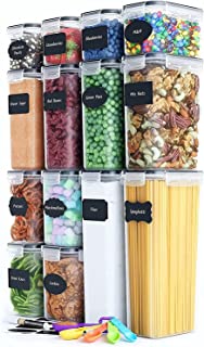 Photo 1 of Airtight Food Storage Containers for Kitchen Organization - 14 Pack - Plastic Food Containers with Lids, Labels, Markers and Spoons for Pantry Organization and Storage - Cereal, Flour and Sugar Containers
(BOX IS DAMAGED)