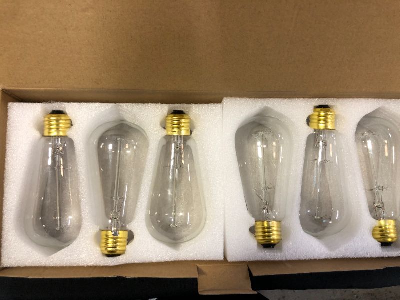 Photo 2 of 6 Edison Vintage 60W Incandescent Light Bulbs, E26 Base, Dimmable Decorative Antique Filament Light Bulbs, 252 Lumens, Warm Amber
