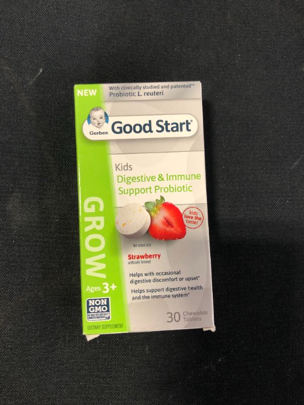 Photo 2 of Gerber Good Start Kids - Digestive & Immune Probiotic for 3+ Years, Strawberry, 30 Chewable Tablets (BEST BY SEP 08 2022)