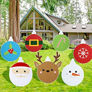 Photo 1 of 7 Pieces Christmas Decorations Outdoor Large Outdoor Party Yard Decoration Christmas Winter Yard Yard Sign Snowman Santa Decorative Yard Stake for Lawn Decorations Pathway Winter Wonderland Walkway Ornament

