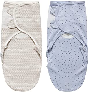 Photo 1 of Baby Swaddle Blanket 0-3 Months, 2 Pack Newborn Swaddling, Small Medium Easy Change Diaper Sack for Infants, Adjustable Swaddle Blanket (Blue Stars)
