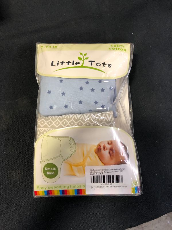 Photo 2 of Baby Swaddle Blanket 0-3 Months, 2 Pack Newborn Swaddling, Small Medium Easy Change Diaper Sack for Infants, Adjustable Swaddle Blanket (Blue Stars)
