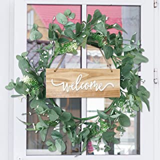 Photo 1 of Artificial Front Door Wreaths 18 Inch Green Eucalyptus Leaves with Welcome Letter Wreaths for Indoor Outdoor Decoration
