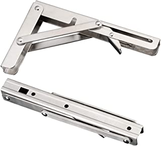 Photo 1 of AUTENS Folding Shelf Bracket 16in 3mm Stainless Steel Wall Mount Triangle Bracket DIY Table Workbench Space Saving for Kitchens Offices Patios Etc (16in) Color silver
