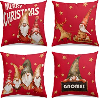 Photo 1 of Christmas Pillow Covers 18"x18", Gnome Pillow Covers for Farmhouse Christmas Decorations, Decorative Pillow Covers for Sofa, Bed, Living Room, Christmas Decorations, Set of 4
