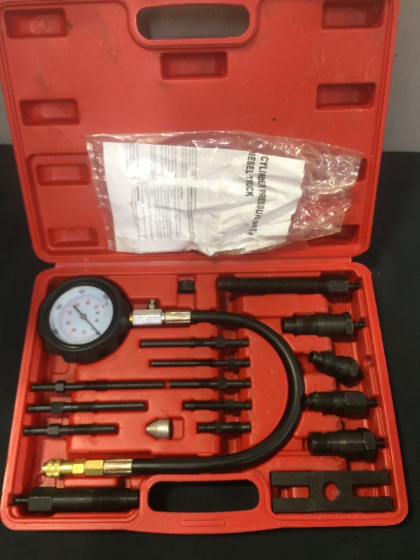 Photo 3 of 16Pcs Diesel Engine Compression Gauge Tester Cylinder Pressure Test Tool Kit with Case for Car & Truck
