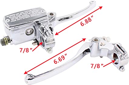 Photo 1 of XtremeAmazing Universal Handlebar 7/8 Inch 22mm Hydraulic Brake Control Master Cylinder Clutch Lever for Motorcycle Pit Dirt Bike Left and Right Set Silver

