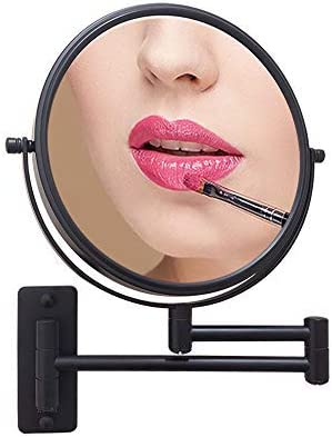 Photo 1 of 10x Wall Mounted Magnifying Mirror 8 inch can 360 Degree Rotating Double-Sided Bathroom Makeup Mirror (Black)
