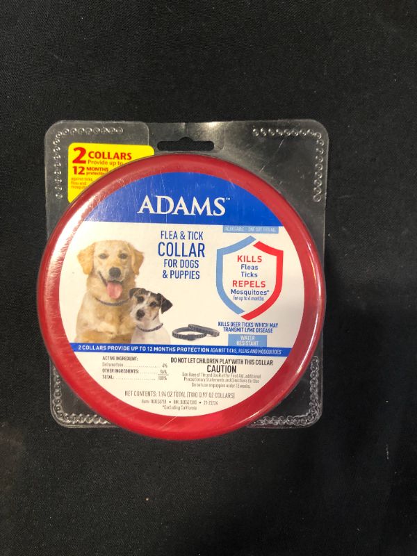 Photo 2 of Adams Flea & Tick Collar for Dogs & Puppies | 2 Pack | 12 Months Protection | Adjustable One Size Collar Fits All Dogs 12 Weeks & Older | Kills Fleas & Ticks | Repels Mosquitoes (excluding California)
