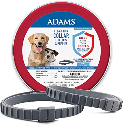 Photo 1 of Adams Flea & Tick Collar for Dogs & Puppies | 2 Pack | 12 Months Protection | Adjustable One Size Collar Fits All Dogs 12 Weeks & Older | Kills Fleas & Ticks | Repels Mosquitoes (excluding California)
