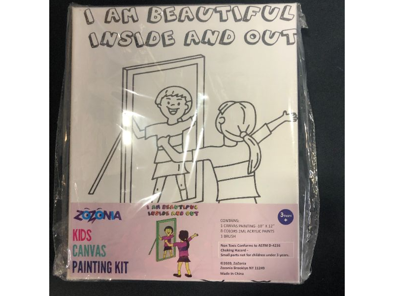 Photo 2 of ZoZonia - I am Beautiful Inside & Out - I Am Confident And Brave Set of 2 Kids Canvas Painting Kit 10"X12". Includes 2X11 Colors 2 ml Acrylic Paints & Brush

