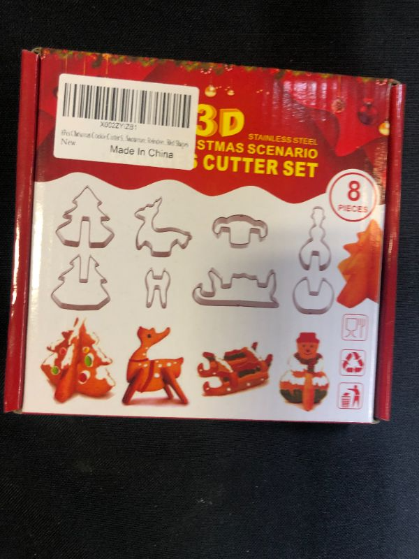 Photo 2 of 8Pcs Christmas Cookie Cutter Set, 3D Christmas Biscuit Cookie Mold, Christmas Cake Fondant Chocolate Cutters, Christmas Holiday DIY Baking Tools with Christmas Tree, Snowman, Reindeer, Sled Shapes
