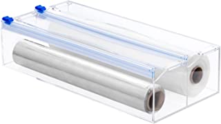 Photo 1 of AQUIVER Plastic Wraps Dispenser with Cutter - 2 in 1 Acrylic Foil Organizer for Drawer - Wax Paper Food Wrap Dispenser Holder - Compatible with 12" x 750 ft Rolls
