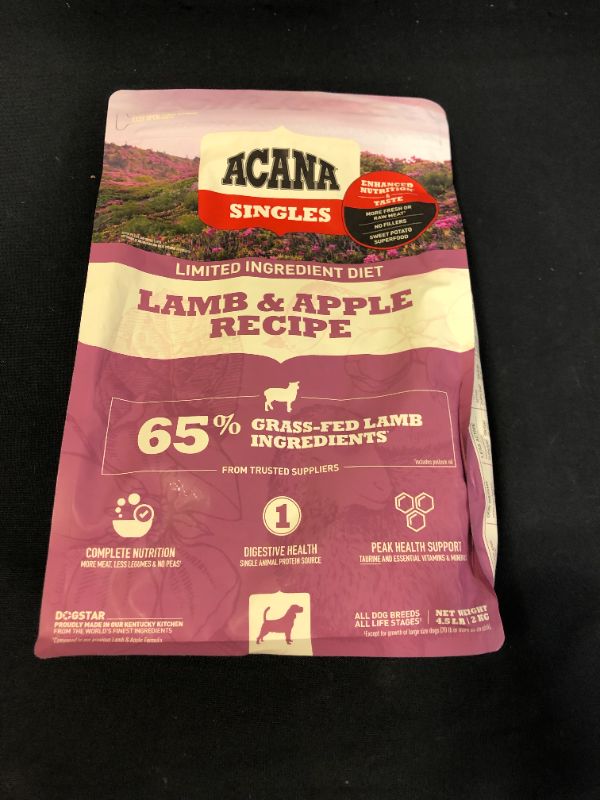 Photo 2 of Acana Singles Limited Ingredient Diet, Dry Dog Food, High Protein, Wholesome Grains and Grain-Free, Complete Nutrition, Digestive Health
BEST BY DEC 29 2023