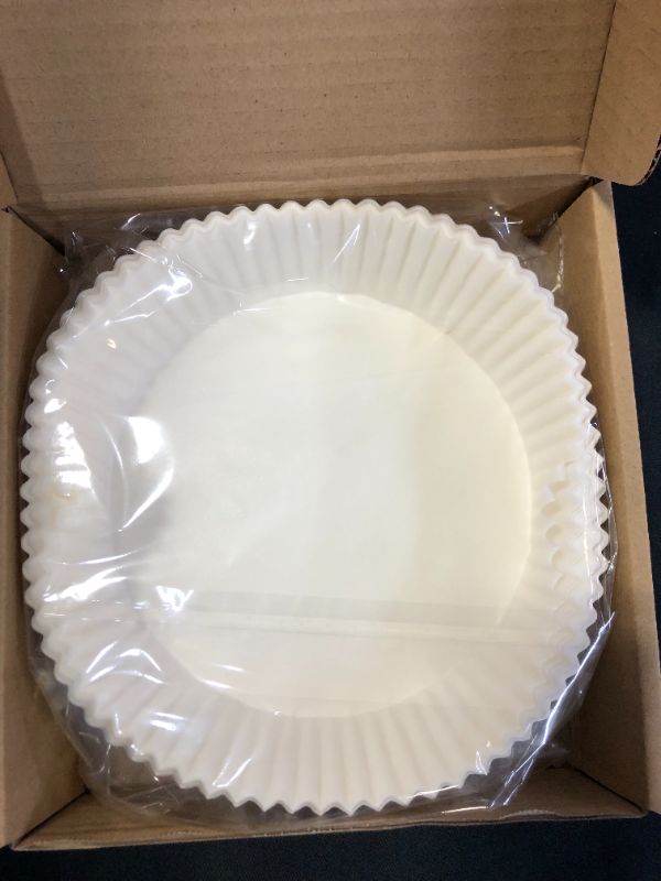 Photo 1 of Air Fryer Disposable Paper Liner, Non Stick Air Fryer Parchment Paper, 50Pcs Food Grade Oil-proof Waterproof Parchment Paper for Baking Cooking Microwave Frying Pan (White)
