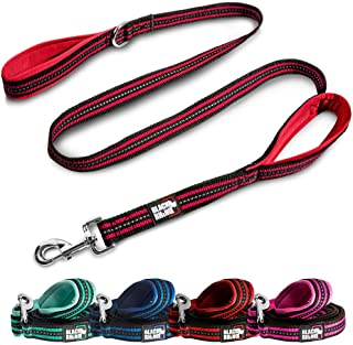 Photo 1 of Black Rhino Dog Leash - Heavy Duty - Medium & Large Dogs | 5ft Long Leashes | Two Traffic Padded Comfort Handles for Safety Control Training - Double Handle Reflective Lead
