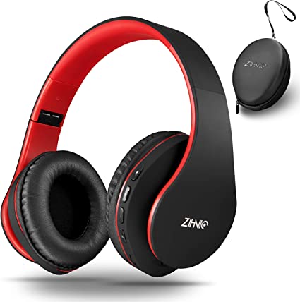 Photo 1 of Bluetooth Headphones Over-Ear, Zihnic Foldable Wireless and Wired Stereo Headset Micro SD/TF, FM for Cell Phone,PC,Soft Earmuffs &Light Weight for Prolonged Wearing (Black/red)
