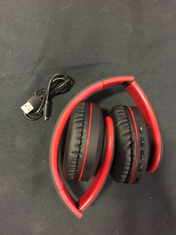 Photo 2 of Bluetooth Headphones Over-Ear, Zihnic Foldable Wireless and Wired Stereo Headset Micro SD/TF, FM for Cell Phone,PC,Soft Earmuffs &Light Weight for Prolonged Wearing (Black/red)
