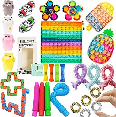 Photo 1 of 30Pcs Cheap Fidget Toy Pack, Fidget Packs Set, Fidget Toys Pack for Kids Adults, Fidget Box with Push Pop Bubble
