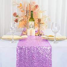 Photo 1 of 12X72 INCH RECTANGLE LAVENDER SEQUIN TABLE RUNNER