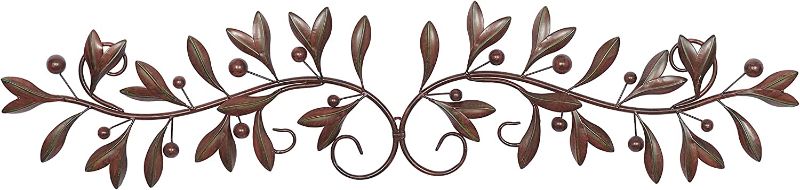 Photo 2 of Deco 79 Traditional Metal Leaves Wall Decor, 48" x 1" x 9", Brown
