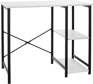 Photo 2 of Amazon Basics Classic Home Office Computer Desk With Shelves - 29.5 x 19.6 x 35.5 Inches, White
