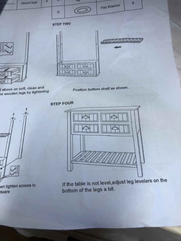 Photo 1 of 4 DRAWER FURNITURE TABLE 
OUT IF BOX ITEM 
LOOSE HARDWARE 